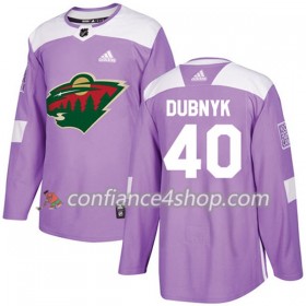 Adidas Maillot de Hockey Minnesota Wild Devan Dubnyk 40 2017-2018 Violet Fights Cancer Practice Authentic - Homme